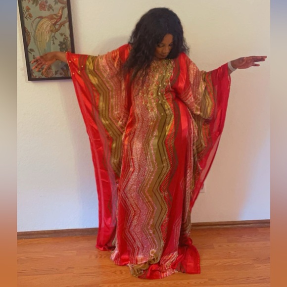 Women’s Maxi Kaftan Beads Dress - Picture 6 of 6